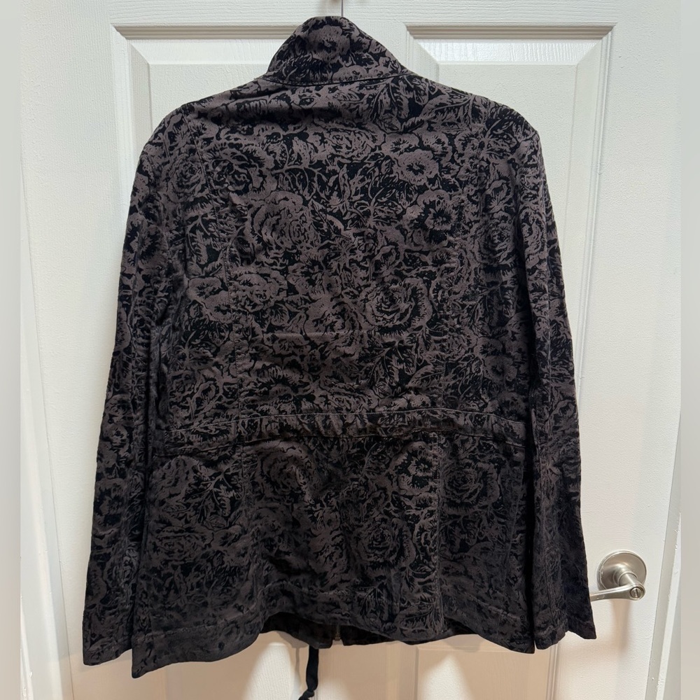 Denim LOFT Black velvet Floral Women's Jacket size L - Picture 7 of 11
